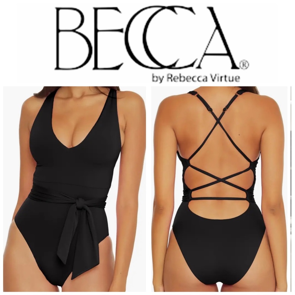 NEW BECCA Color Code Belted One-Piece Swimsuit